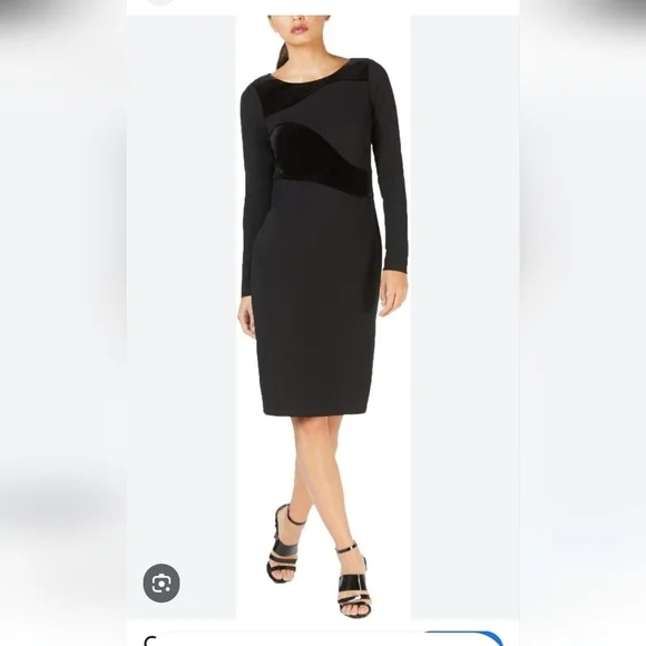 NWT Calvin Klein Long Sleeve Velvet-Swirl dress size 10 - Picture 5 of 13